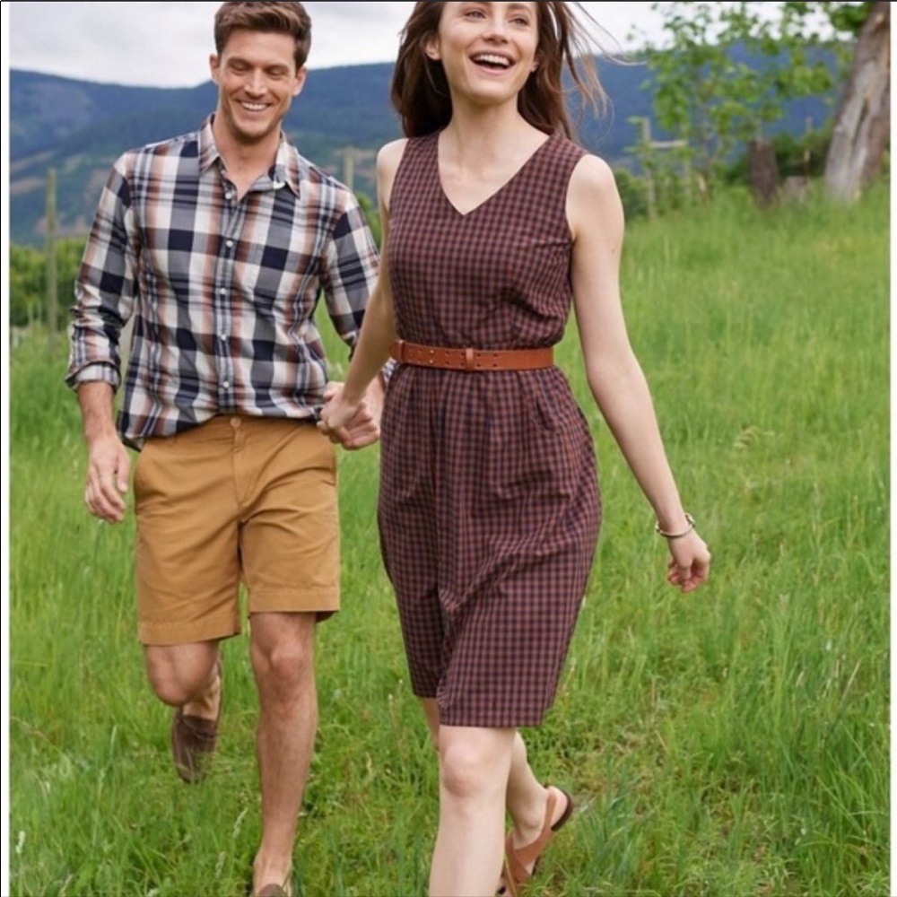 LL Bean Signature Cotton Poplin Gingham Dress